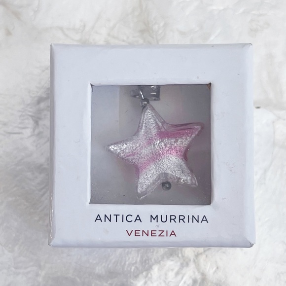 Antica Murrina Pink White Glass Star Pendant 1”